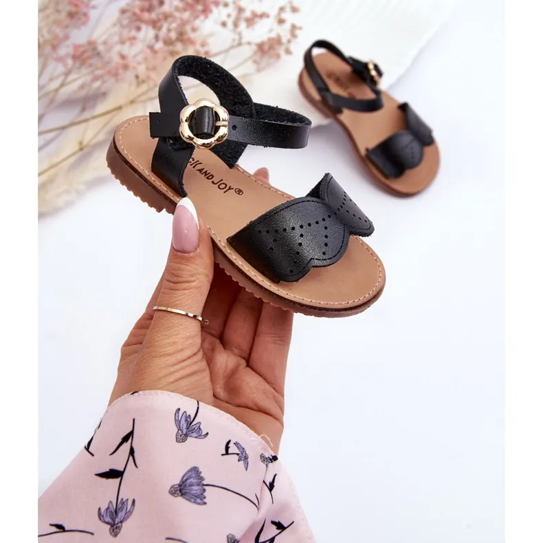 FR1 Black Classic Sandals for Kids Izzy the Black