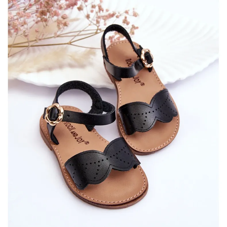 FR1 Black Classic Sandals for Kids Izzy the Black