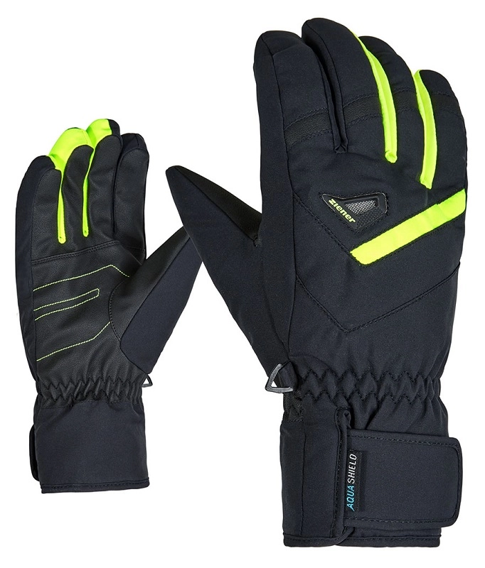 Black/Poison Yellow Men's Ski Gloves by Ziener Gary AS