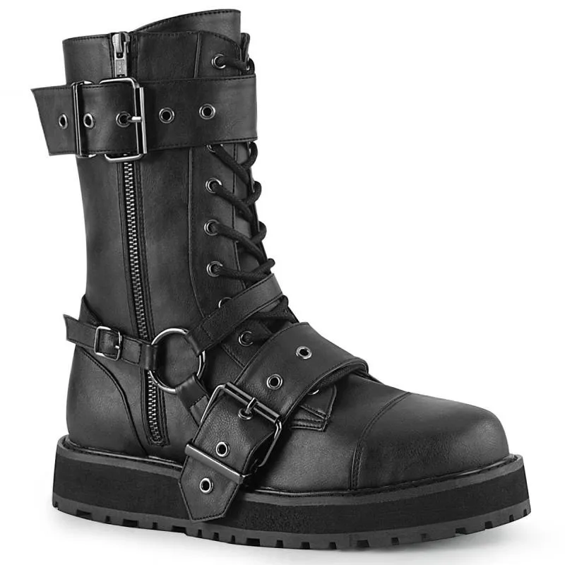 Gothic Black Platform Lace-up Shoes for Men - C le pied