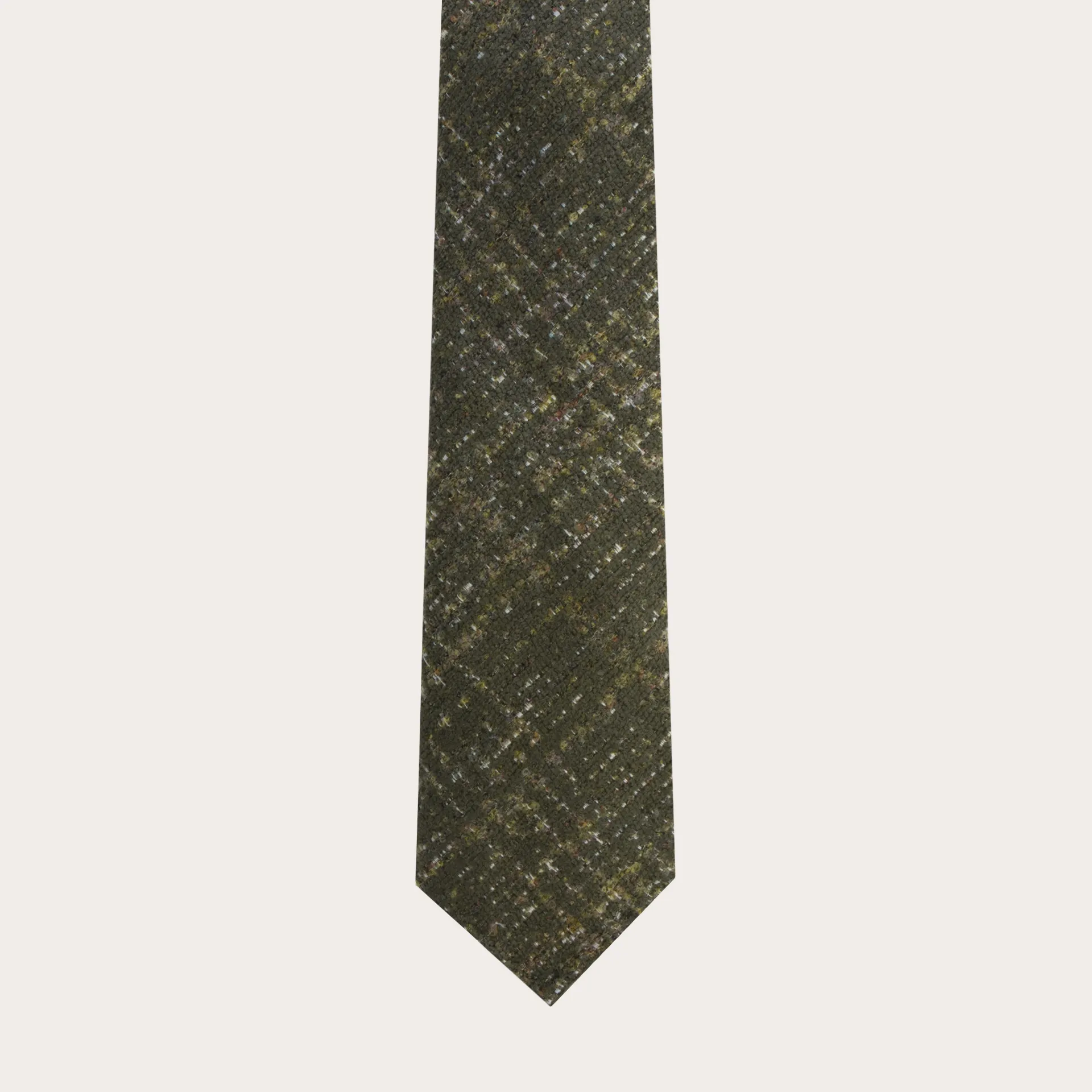 Green silk wool checkered tartan tie.