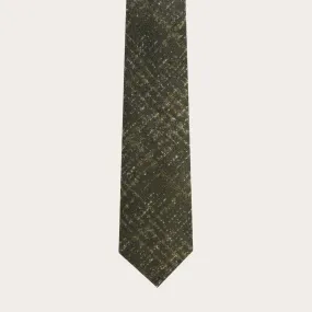 Green silk wool checkered tartan tie.