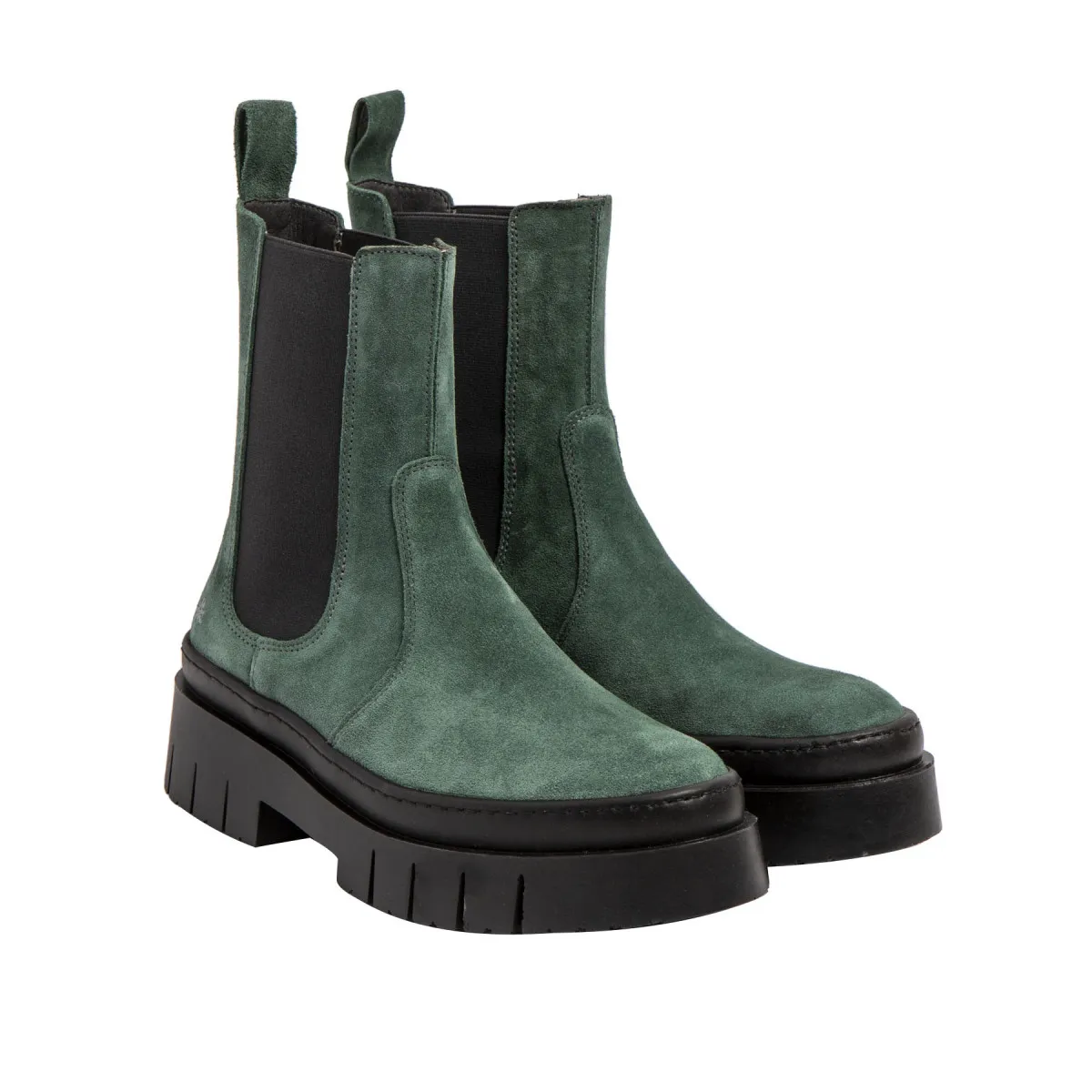 Green suede Chelsea boots - Ranger style.