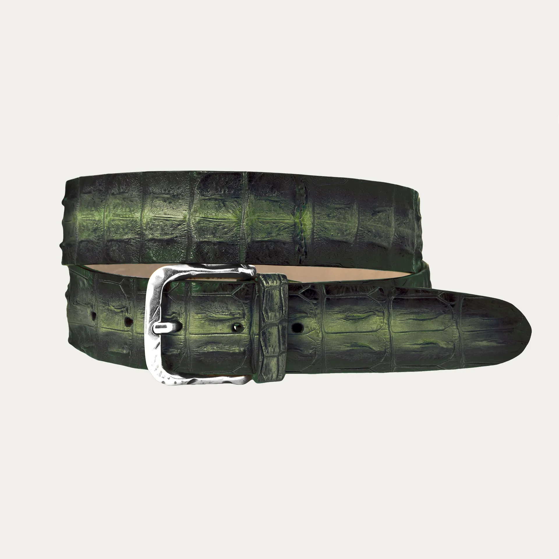 Handcrafted Colorful Crocodile Leather Green Belt BRUCLE | Exclusive Luxury