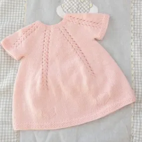 Handmade pink wool layette baby robe 0-3 months.