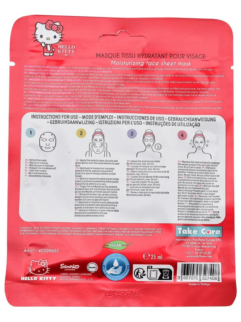 Hello Kitty - Masque Tissu Hydratant pour Visage - 25 ml - N/A