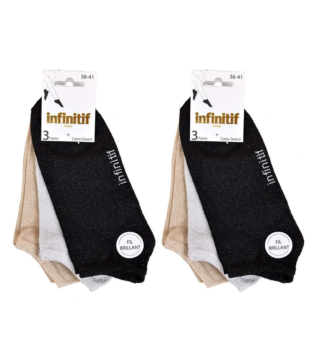 INFINITIF Women's Socks - Quality and Comfort - Assorted Models - Pack of 6 Lurex Sneakers