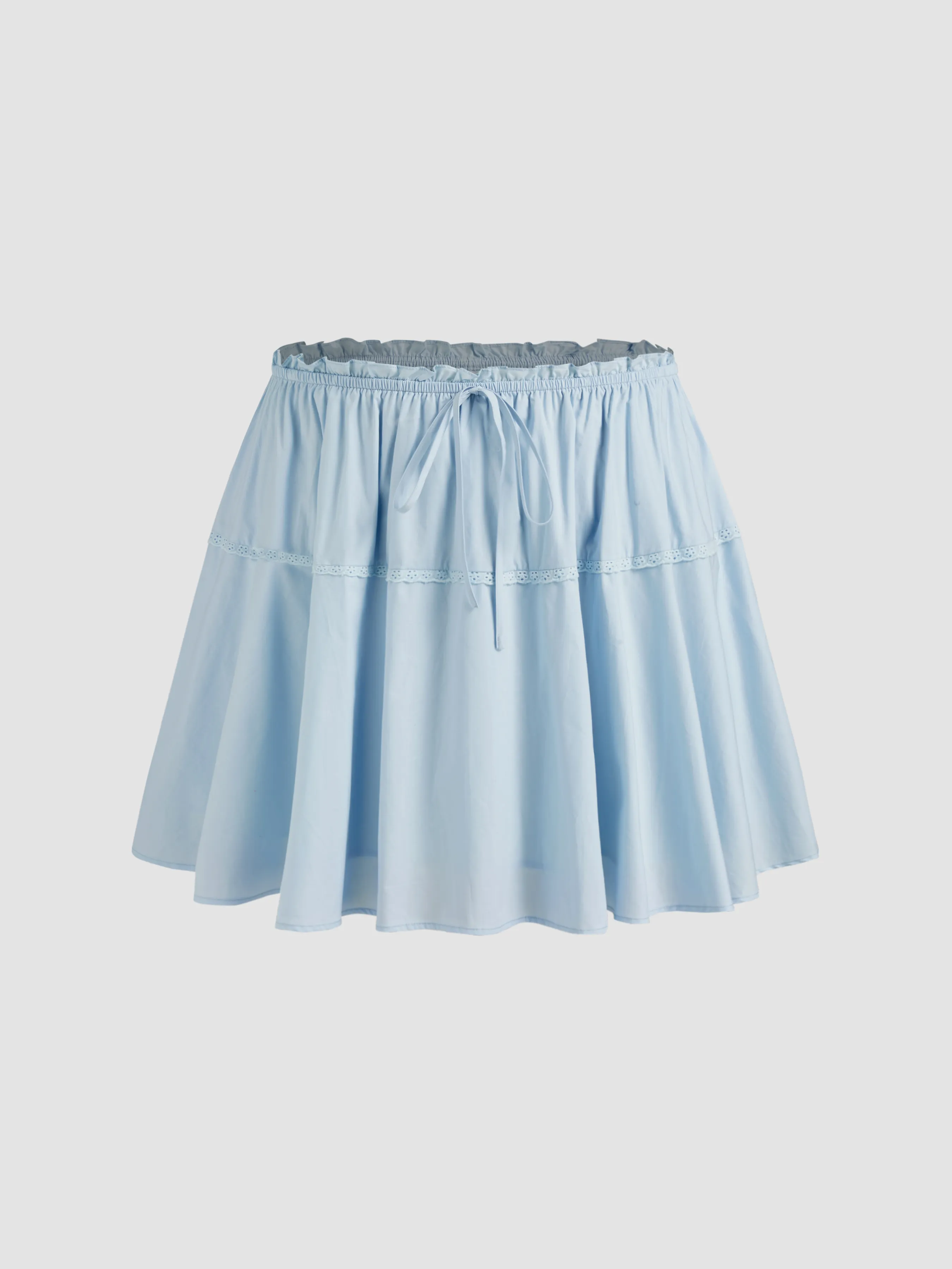 Denim mini wrap skirt with high waist and Curve & Plus belt.