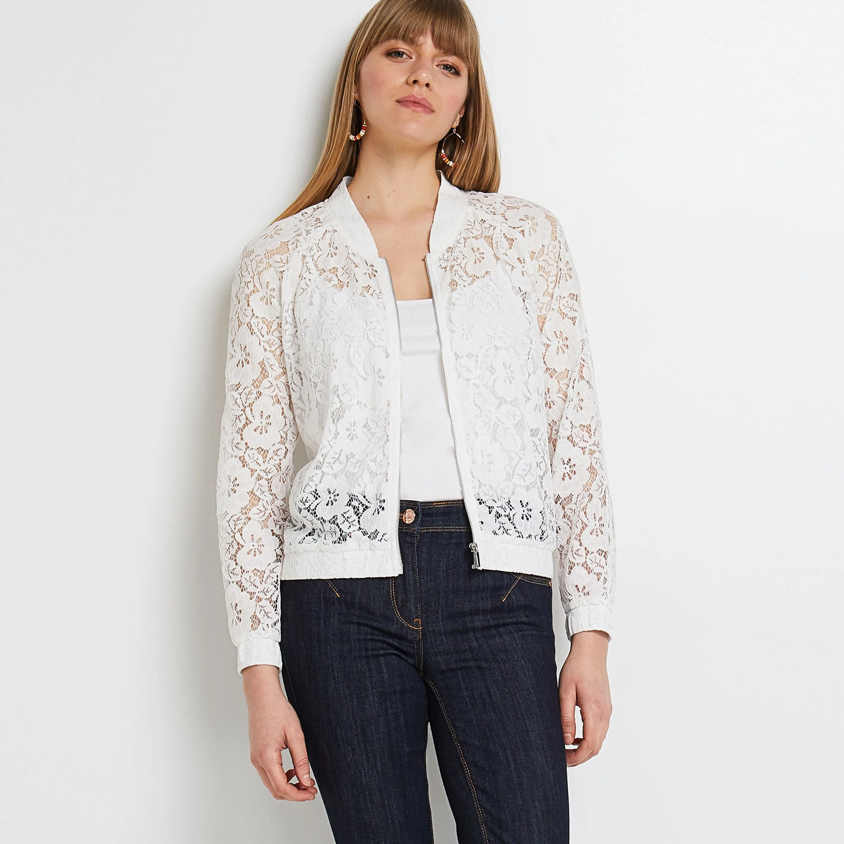 Lace bomber jacket