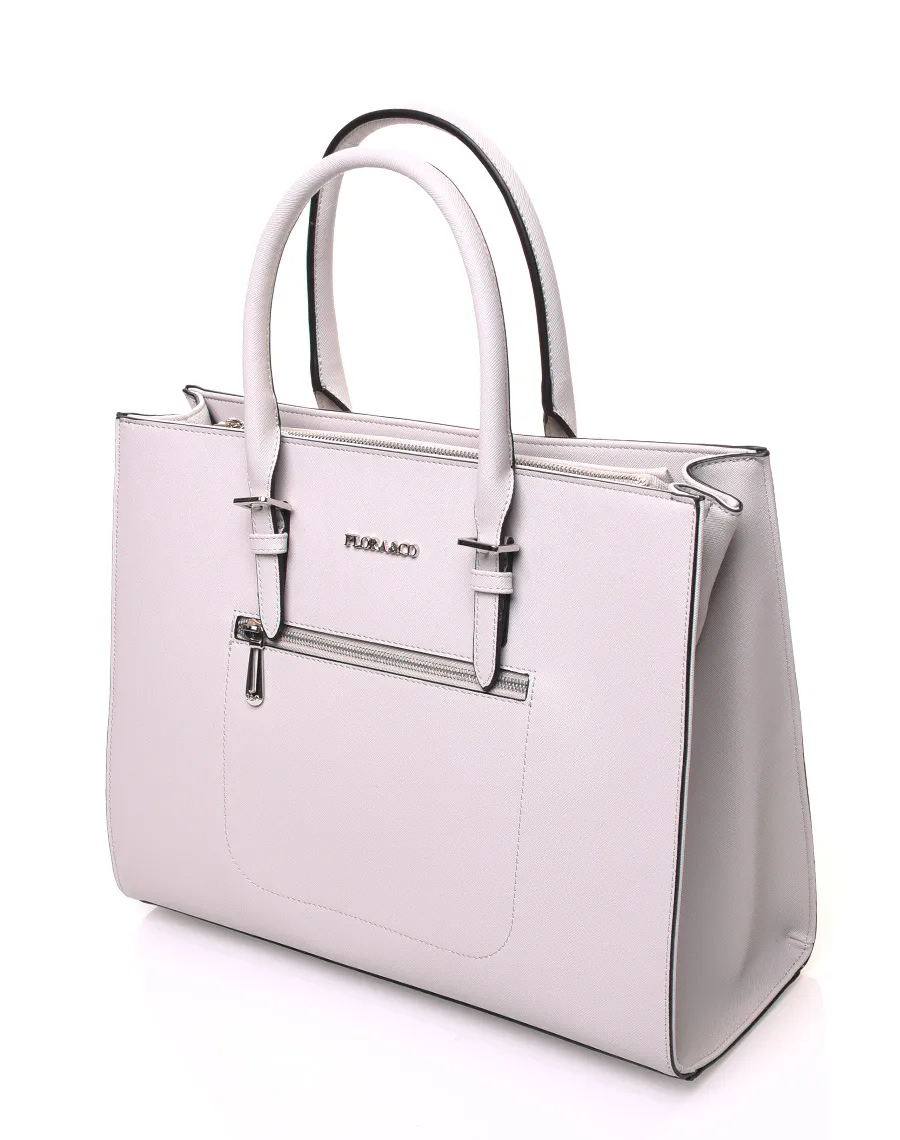 Light gray rectangular rigid handbag