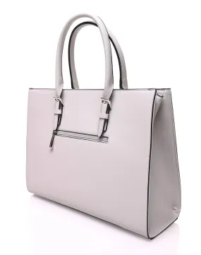 Light gray rectangular rigid handbag