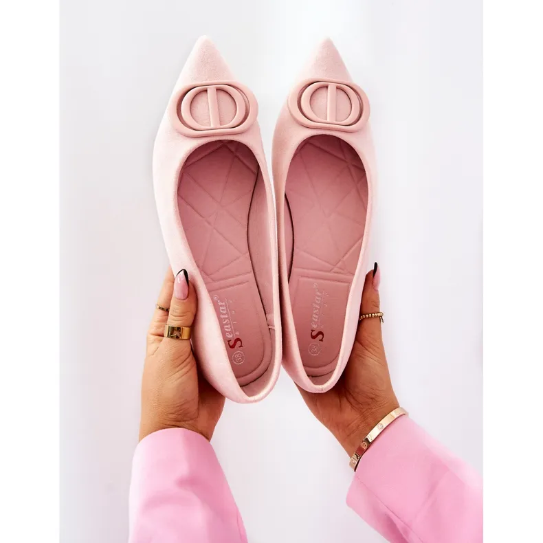 Light Pink Suede Pointed Toe Flats - PS1 Ballerines