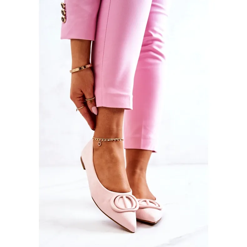 Light Pink Suede Pointed Toe Flats - PS1 Ballerines