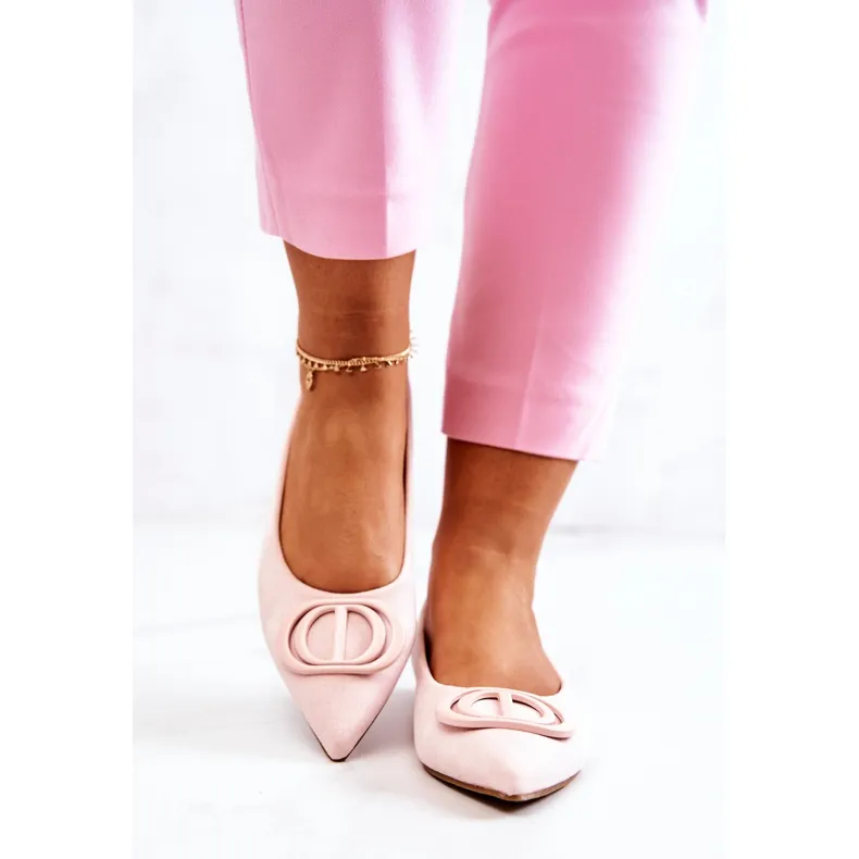 Light Pink Suede Pointed Toe Flats - PS1 Ballerines