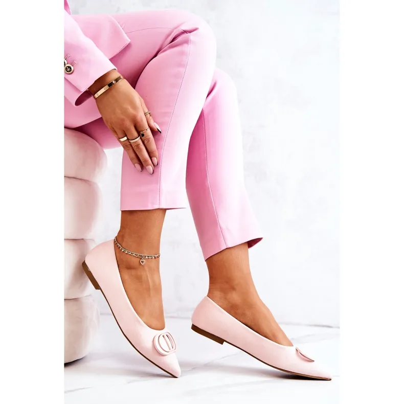 Light Pink Suede Pointed Toe Flats - PS1 Ballerines