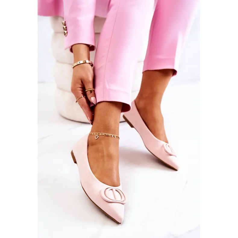 Light Pink Suede Pointed Toe Flats - PS1 Ballerines