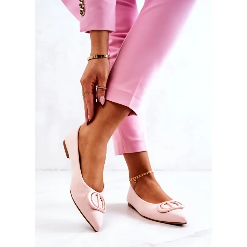 Light Pink Suede Pointed Toe Flats - PS1 Ballerines