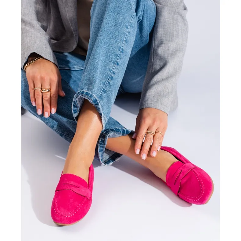 Lords en daim confortables pour femmes fuchsia Shelovet rose