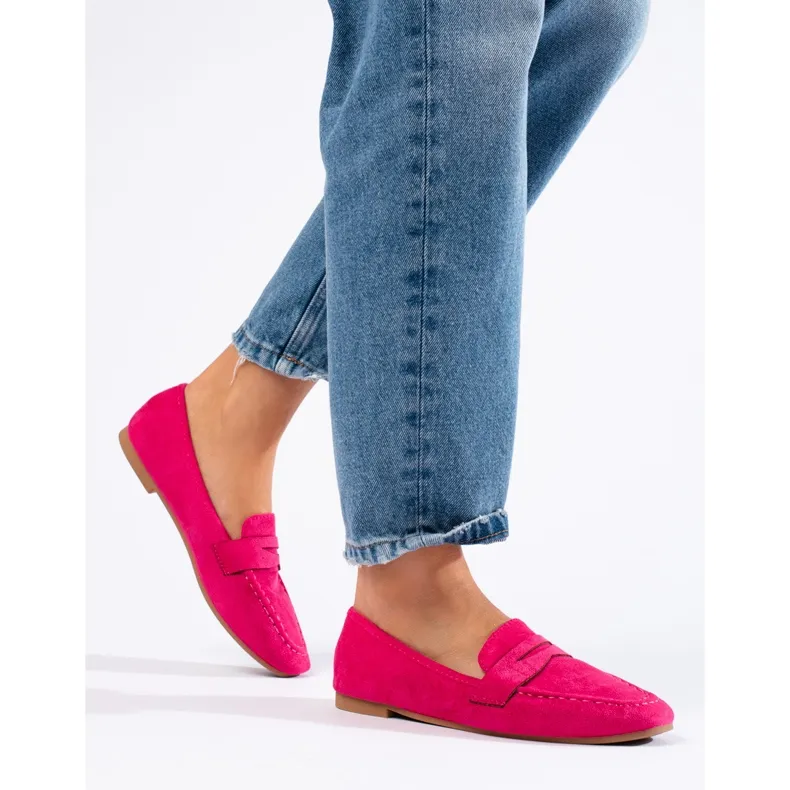 Lords en daim confortables pour femmes fuchsia Shelovet rose