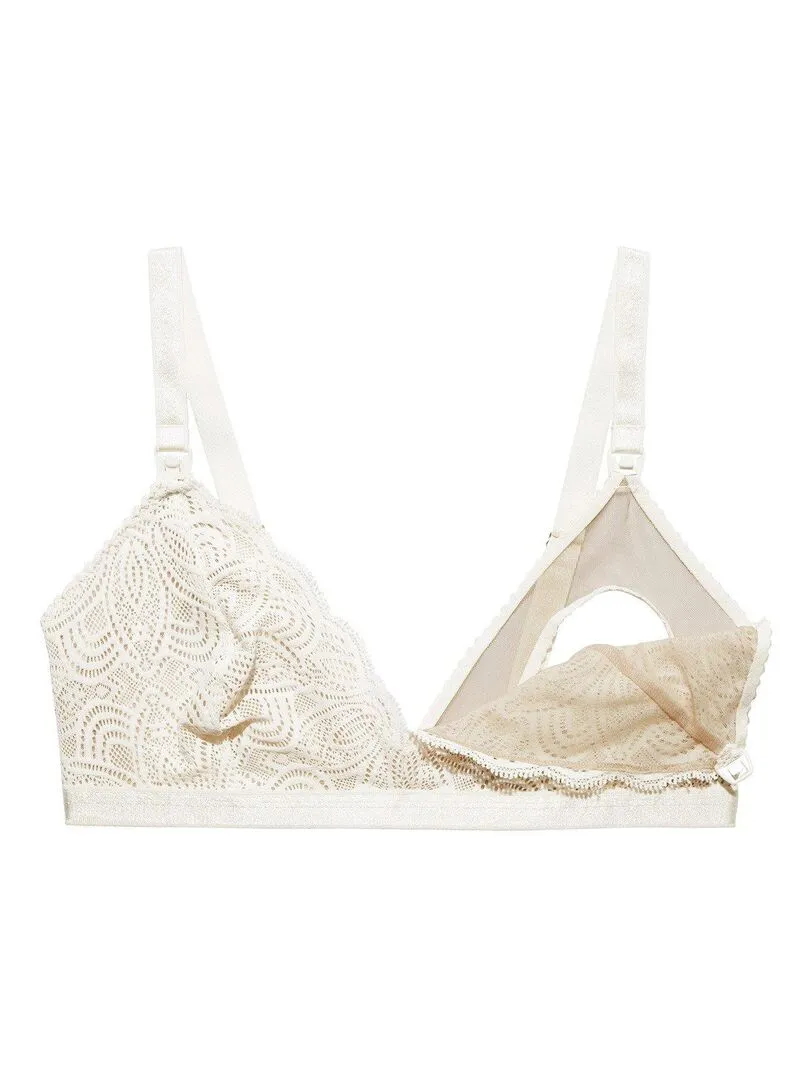 Luna eco-friendly lace nursing bra - White