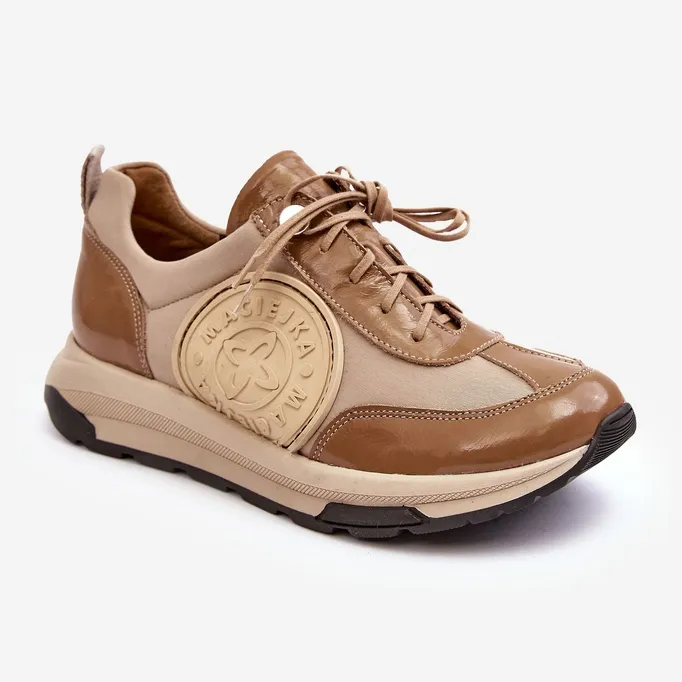 Maciejka Beige Leather Women's Athletic Shoes 06295-04