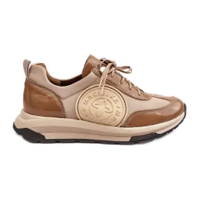 Maciejka Beige Leather Women's Athletic Shoes 06295-04