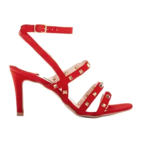 Marco Red Suede Sandals with Decorative Studs