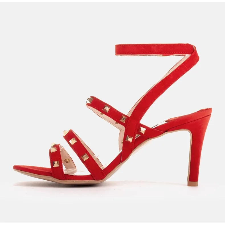 Marco Red Suede Sandals with Decorative Studs