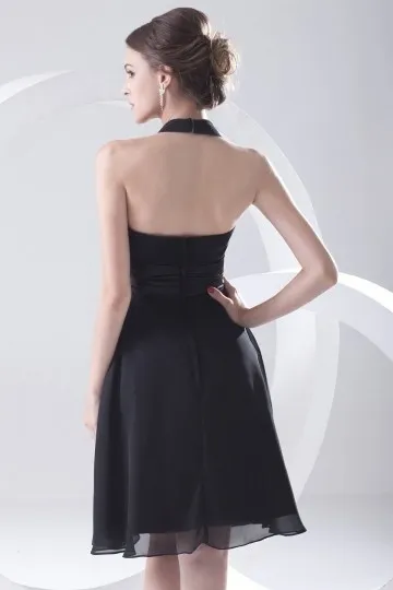 Black halter neck cocktail dress pleated bustier.