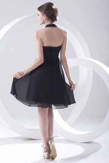 Black halter neck cocktail dress pleated bustier.