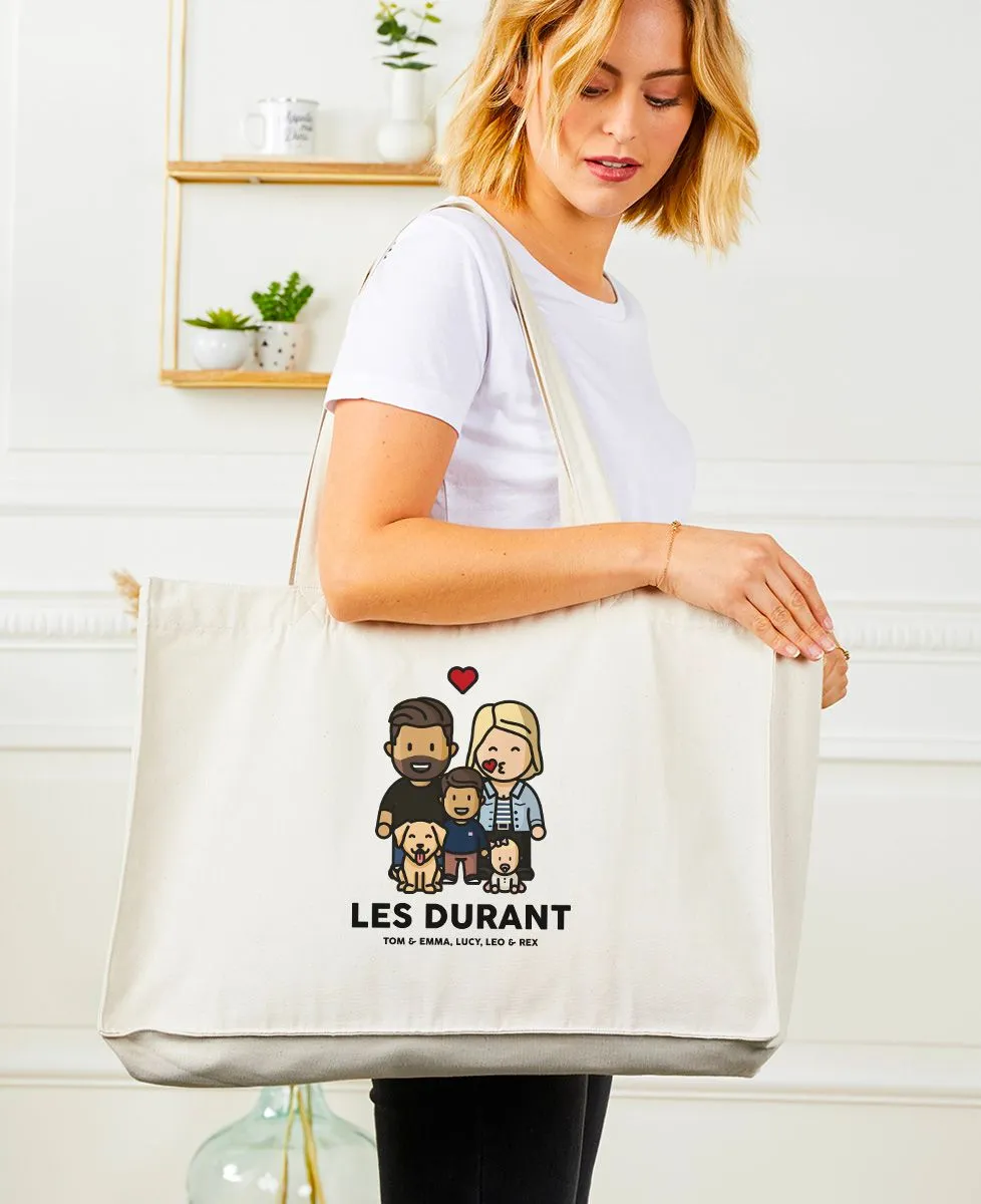 Custom Family Figure Personalized Maxi Totebag