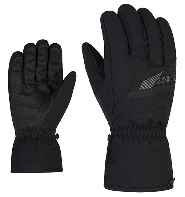 Men's Black/Poison Yellow Ziener Gary AS Ski Gloves