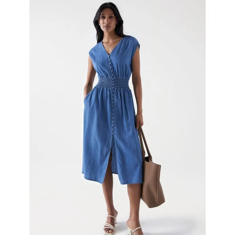 Midi Blue Denim Dress for Women by Salsa | wimod