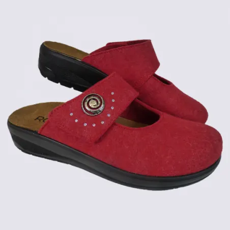 Mules laine rouge femme - Igert Chausseur Maroquinier