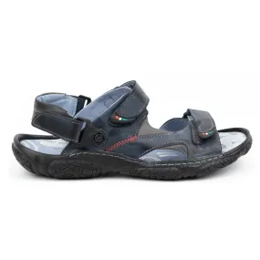 Men's Navy Blue Leather Driver Sandals by Olivier 362MA