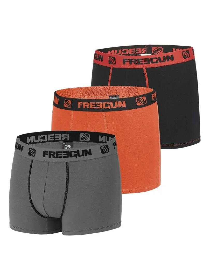 Freegun Men's Cotton Boxers Pack of 3 - Black