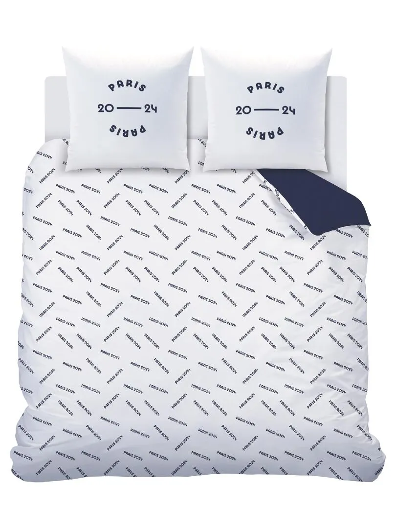 Bedding Set 100% Cotton Printed, Blue - Paris 2024 Olympic Games Essentials