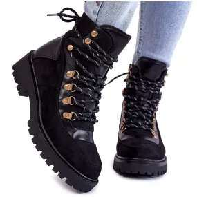 PE1 Jesse Black Women's Lace-Up Warm Black Boots