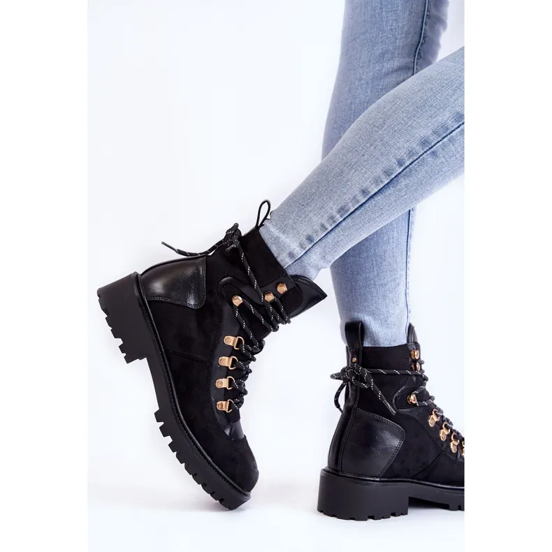 PE1 Jesse Black Women's Lace-Up Warm Black Boots