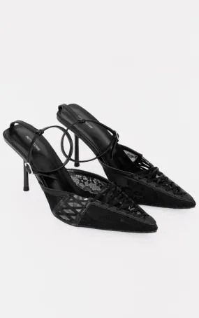 Pointed Black Lace Pumps