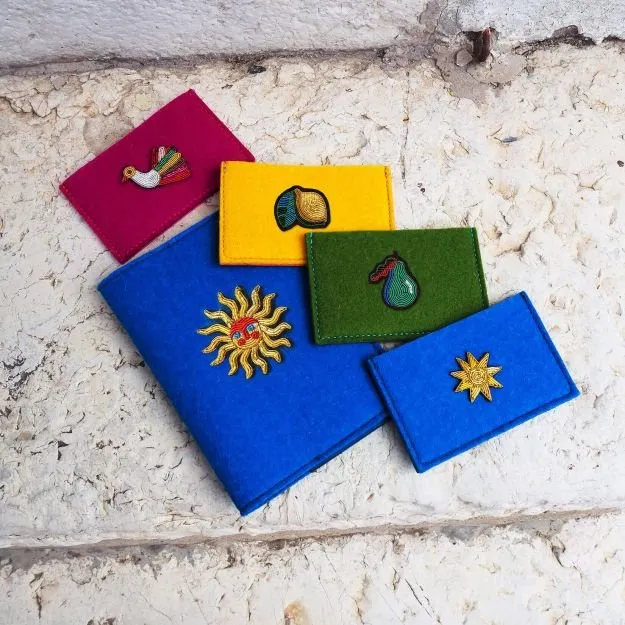 Citron leather and wool card holder - Macon & Lesquoy