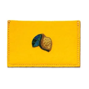 Citron leather and wool card holder - Macon & Lesquoy