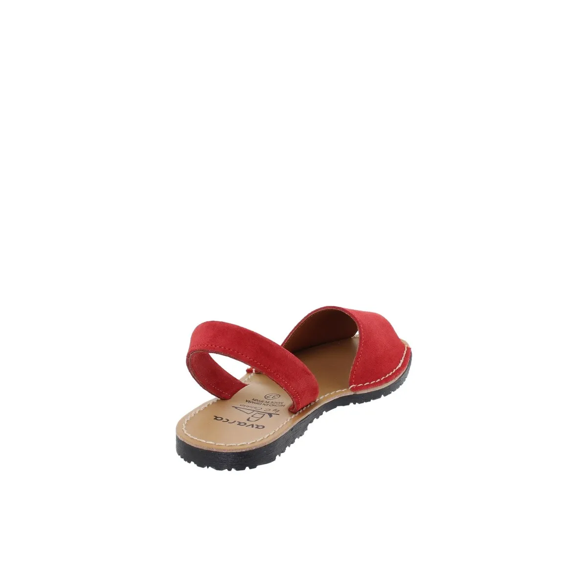 Red suede Minorquines sandals.