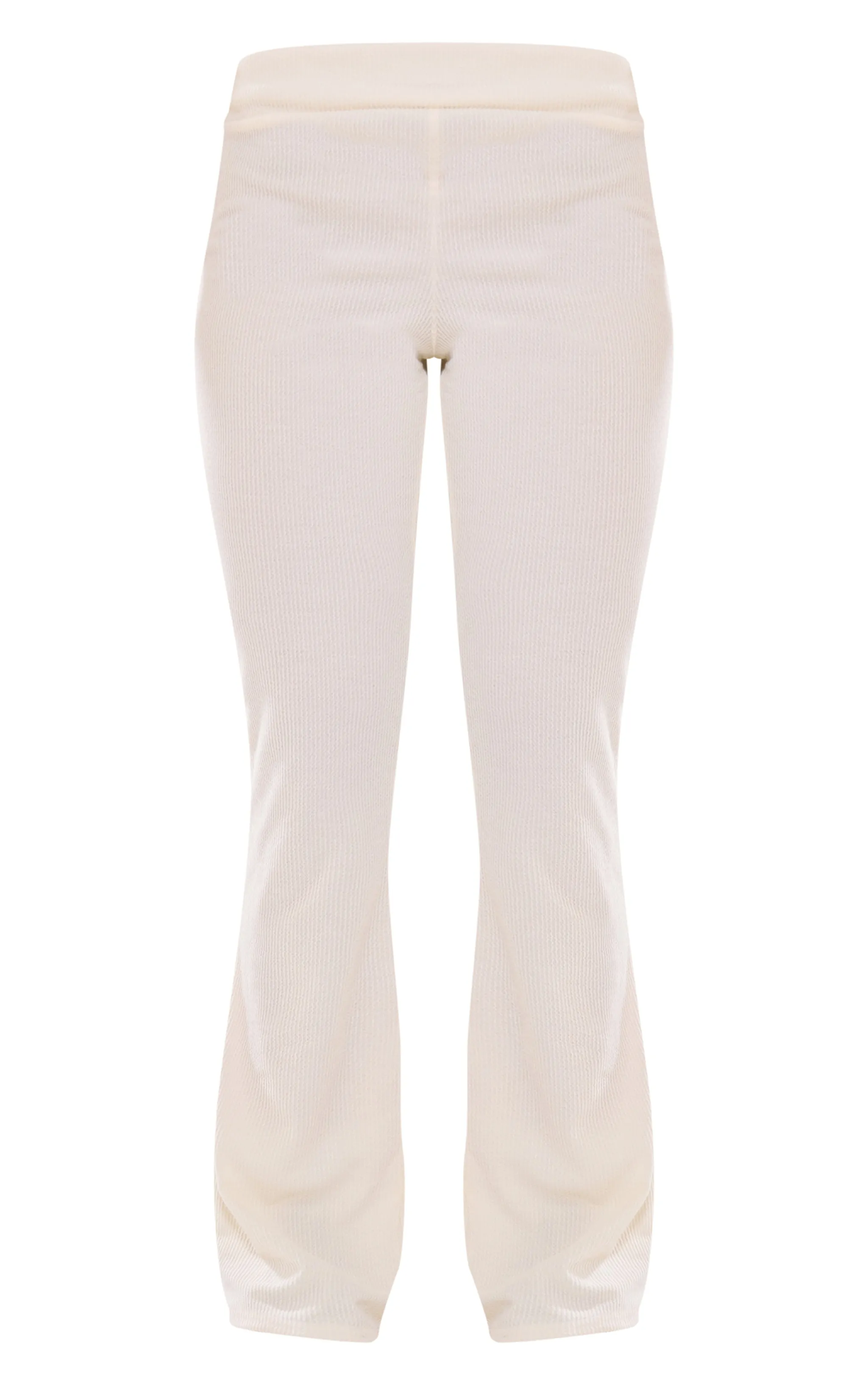 Ribbed Cream Fold-Over Yoga Pants