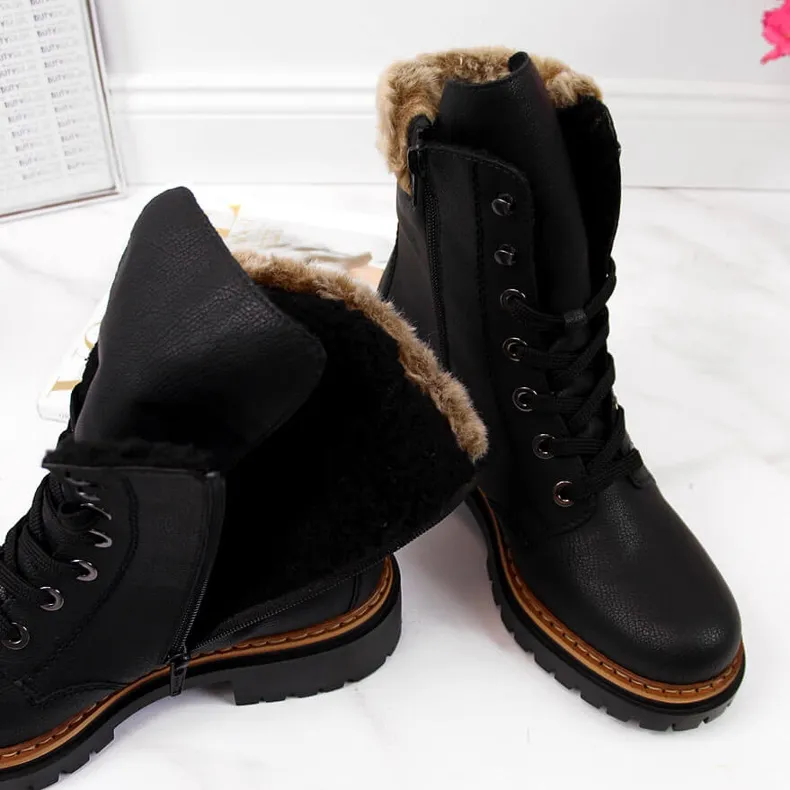 Rieker 72630-00 Black Women's Boots with Fur