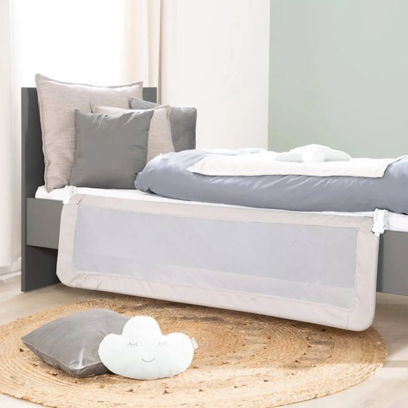 Roba Bed Rail "Klipp-Klapp" - 135 cm - Foldable - For Babies and Kids - Taupe Gray