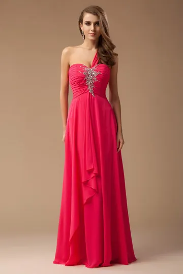 Asymmetric Strapless Gala Gown with Rhinestone Embellishments in Chiffon - Robedesoireelongue.fr