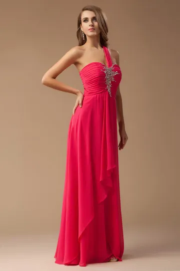 Asymmetric Strapless Gala Gown with Rhinestone Embellishments in Chiffon - Robedesoireelongue.fr