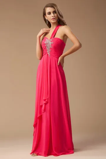 Asymmetric Strapless Gala Gown with Rhinestone Embellishments in Chiffon - Robedesoireelongue.fr