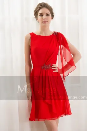 fire red gala dress with shoulder veil maysange